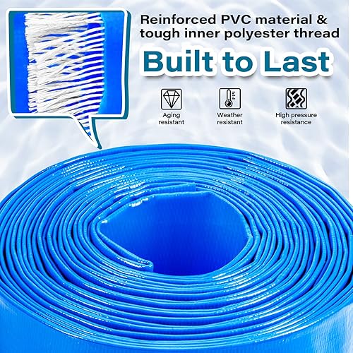 Miniatura 3 de Jin&Bao Manguera de retrolavado de piscina de 2 pulgadas de diámetro de 50 pies con abrazadera, mangueras de drenaje de natación resistentes a la