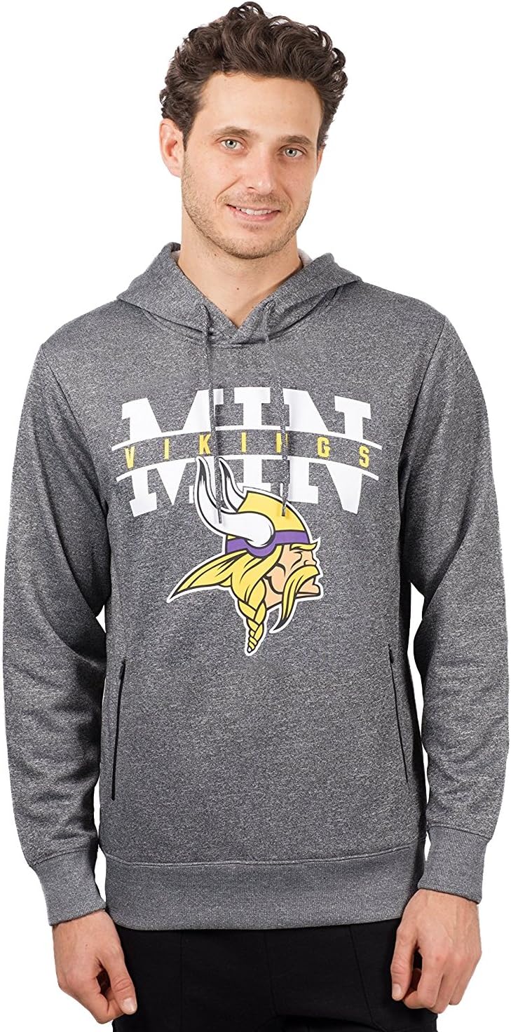 Ultra Game NFL Men's Soft Fleece Hoodie Pullover Sweatshirt With Zipper Pockets