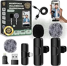 PACK PRO 2 Pcs Wireless Microphone for iPhone, iPad, Android, PC, with USB-C, Clip-on Lapel Microphones for Video Recording, Youtube, Twitch, TikTok Podcast, Live Noise Cancelling