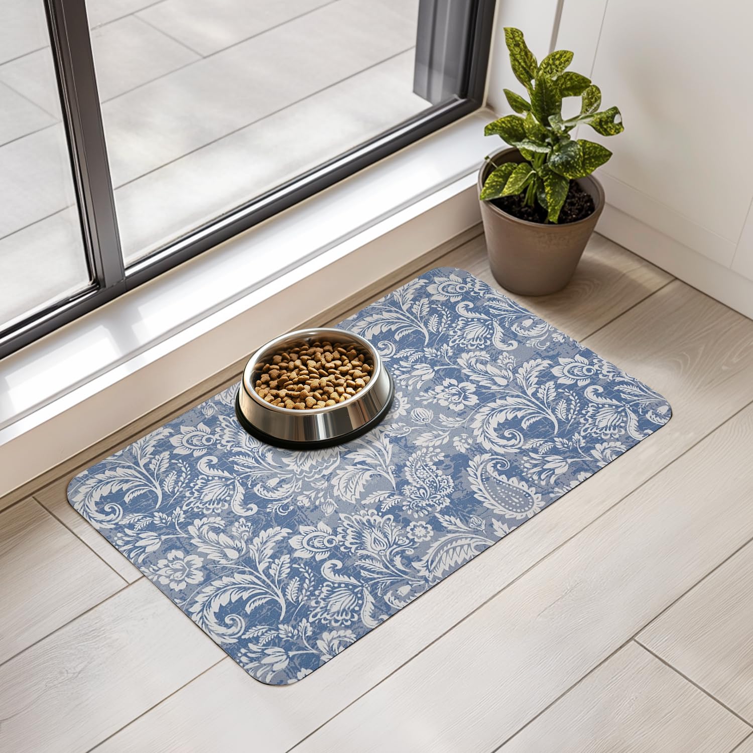 Dog Food Mat for Floors Waterproof Quick Dry Pet Placemat Cat Feeding Bowls Mats for Food and Water, Eco-Friendly Dog Accessories Diatomite Pets Supplies 12