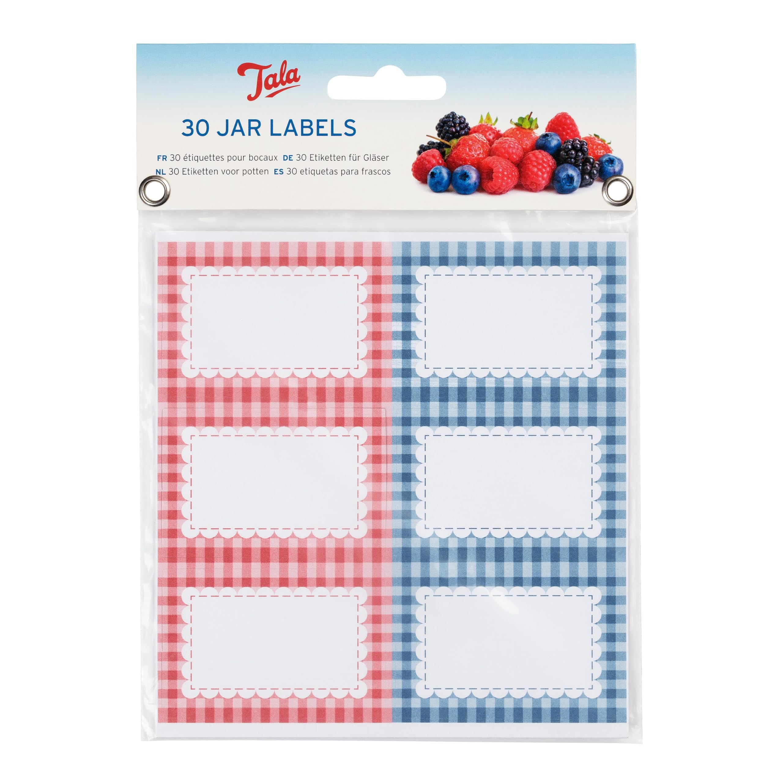 Tala Everyday Gingham Preserving Label Set, Patterned Design