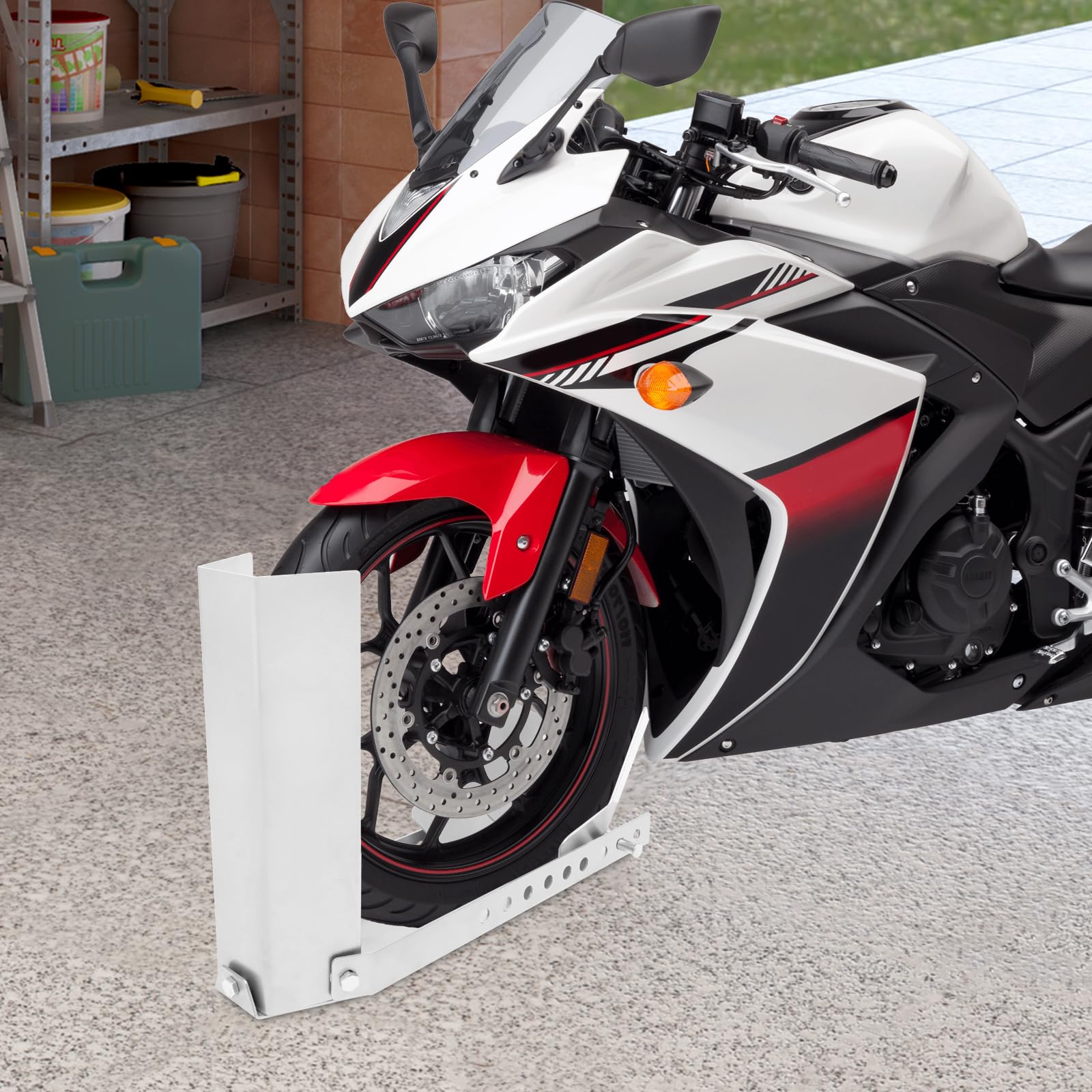Soporte de montaje para motocicleta, balancín de motocicleta hasta 500 kg, soporte para motocicleta, adecuado para neumáticos de 8 a 24 pulgadas, 60 x 16 x 40 cm (gris plateado)