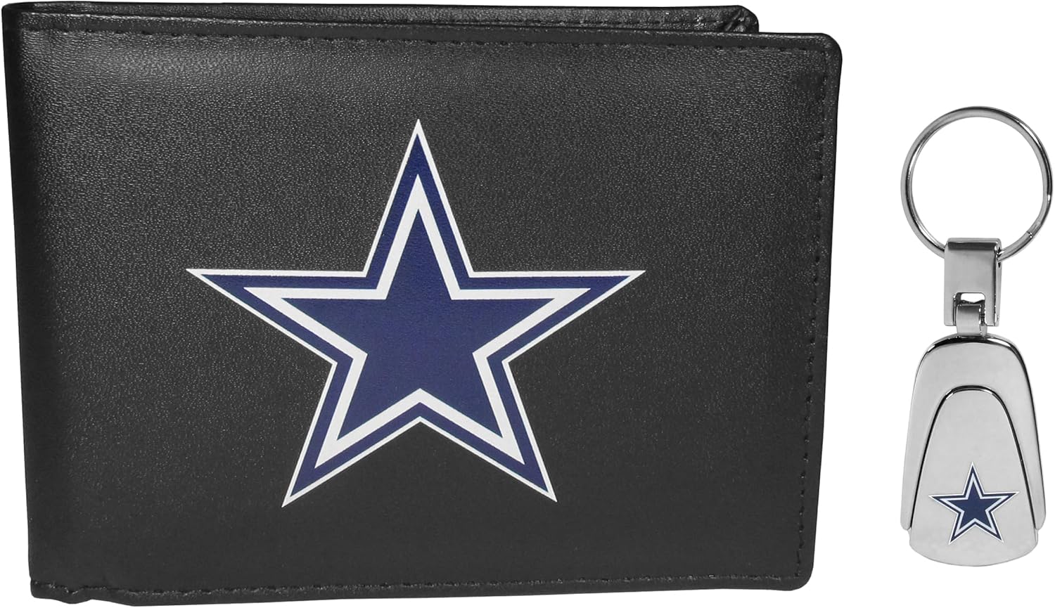 Siskiyou Sports Leather Bi-fold Wallet & Steel Key Chain