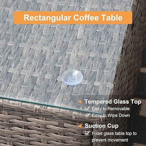 Miniatura 15 de Super Patio - Muebles de jardín, 8 piezas de muebles para exteriores - Juego de muebles modulares de mimbre con mesa de almacenamiento, cojines