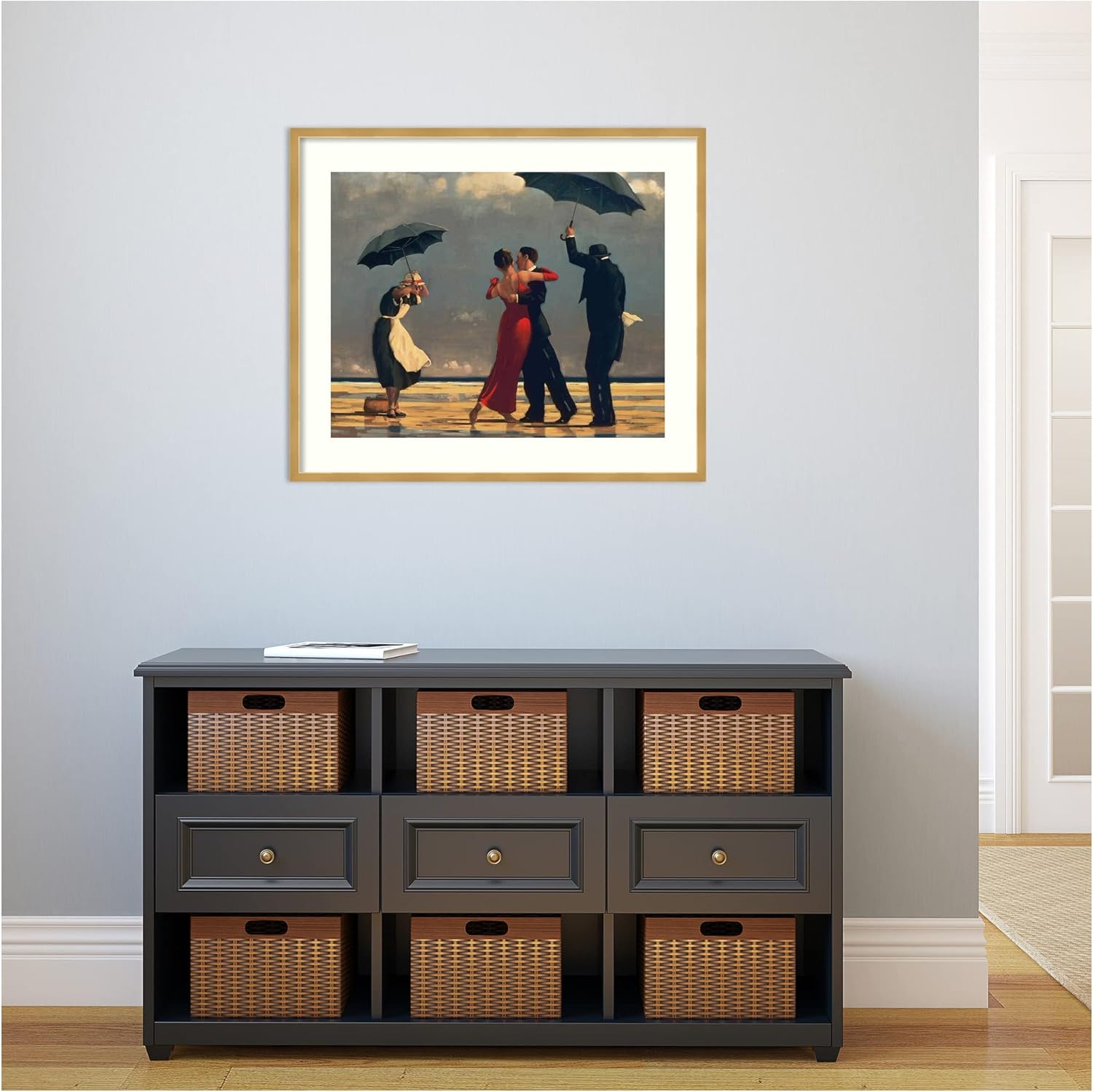 Amanti Art Framed Wall Art Print 26x33 The Singing Butler by Jack Vettriano, People Wall Art, Vintage Decor, Large Poster Painting Artwork for Living Room, Bedroom, Bathroom, Kitchen, Office