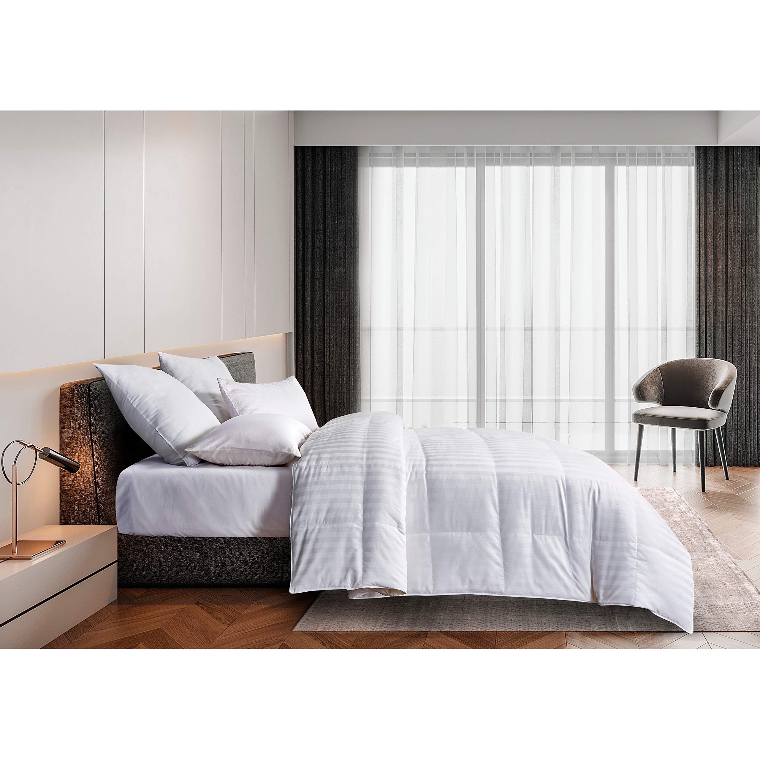 Blue Ridge Home Fashion Supreme 350 Thread Count Cotton Damask White Down Comforter - Twin