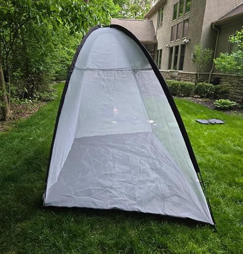 not completely punctureproof, but safe to use in the backyard.  (towards woods)