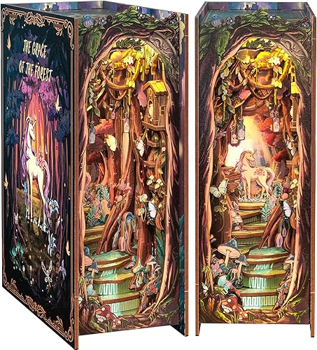 Miniatura 11 de CUTEBEE - Kit de rincón de lectura - Kit de casa de muñecas en miniatura DIY para adultos y adolescentes, rompecabezas de madera 3D, decoración de