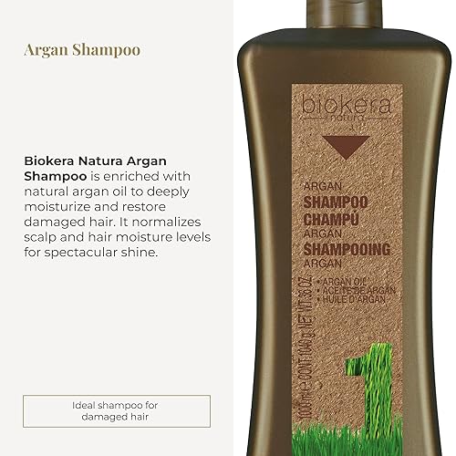 Miniatura 2 de SALERM - Champú Argán Biokera Natura - 33.8 fl oz - Para Cabello Dañado - Con Aceite de Argán y Algodón - Hidratación Profunda - Limpieza Suave y