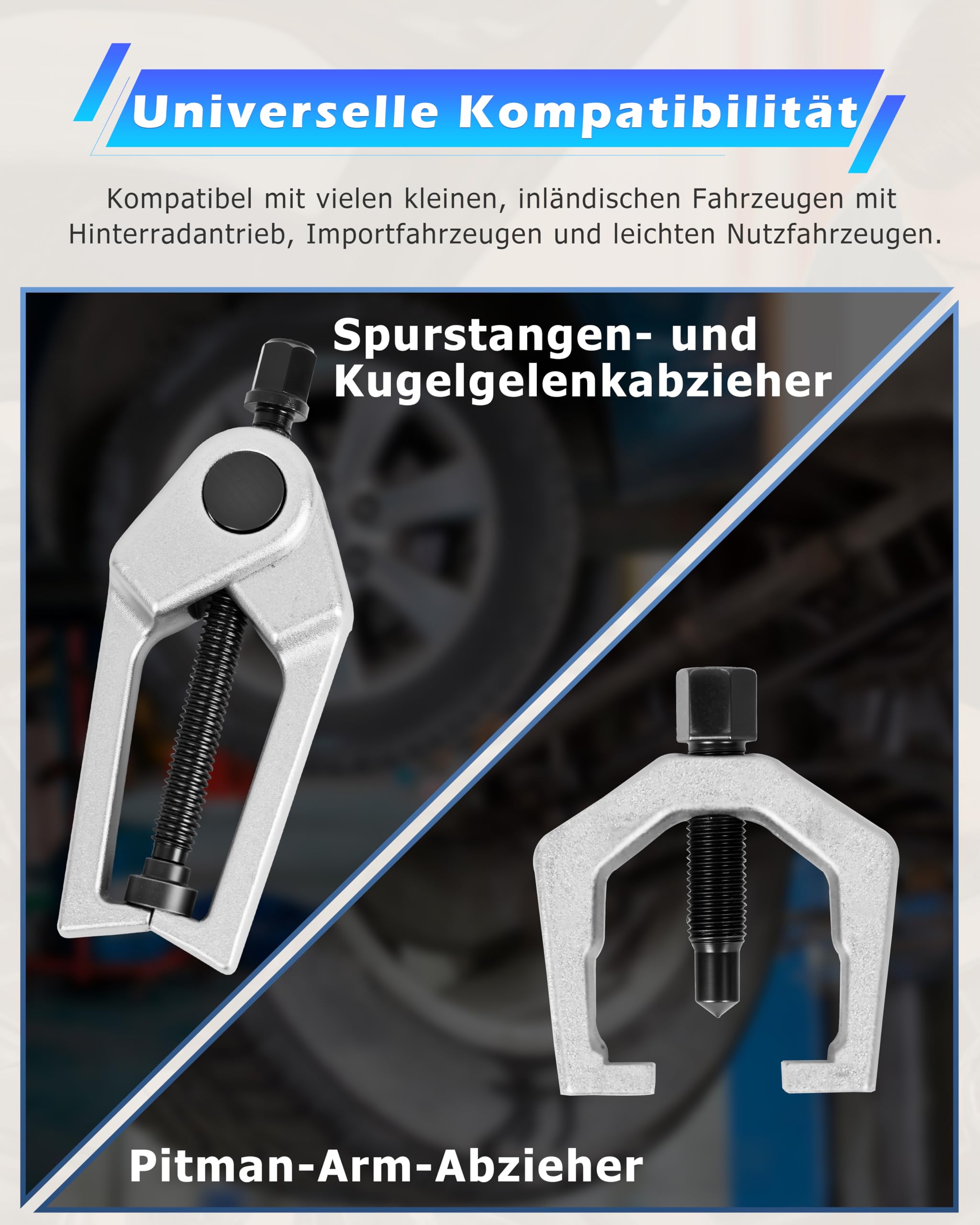 DAYUAN 5tlg Tragegelenk Kugelgelenk Spurstangenkopf Abzieher Ausdrückersatz | Ausdrücker Kugelgelenkabzieher Werkzeug, Universalwerkzeug zum schadlosen Ausdrücken sämtlicher Kugelgelenke am Fahrwerk