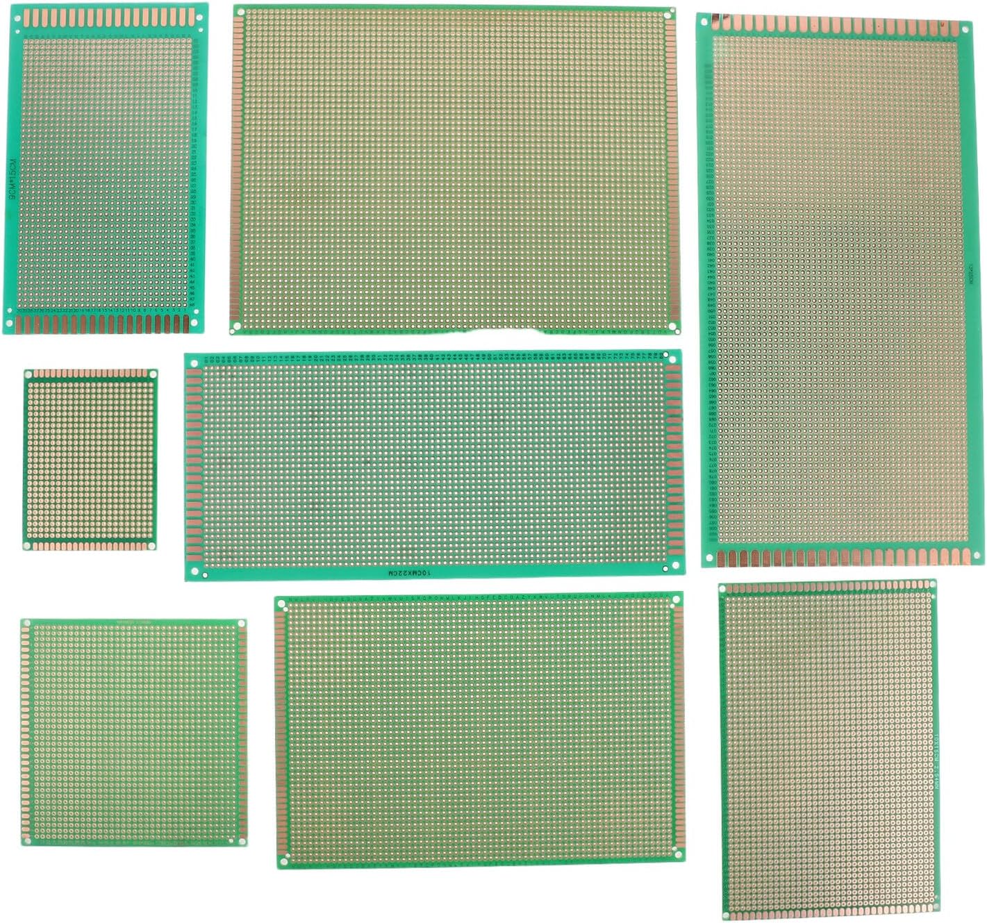 ELEOUTI グリーンファイバーグラス片面回路基板8PCS はんだ付け対応有孔ボード DIY電子機器用マルチサイズプロトボード テスト回路設計と実験用シングルボードコンピュータ用