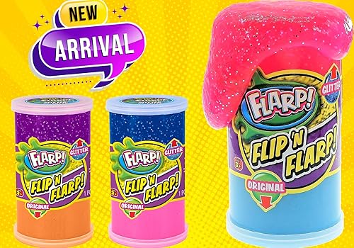Miniatura 2 de JA-RU Flip & Flarp - Masilla de ruido, paquete doble, original y con purpurina (3 paquetes surtidos) Farrt Gas Noise Maker Slime Cloud y masilla