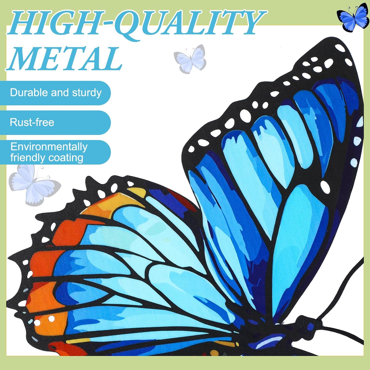 1 Pcs Spring Metal Butterfly Garden Stakes Decor 16.5 Inch Decorative Blue Butterfly Yard Stake Outdoor Insect Decor Metal Garden Art Ornaments for Patio Porch Lawn Backyard