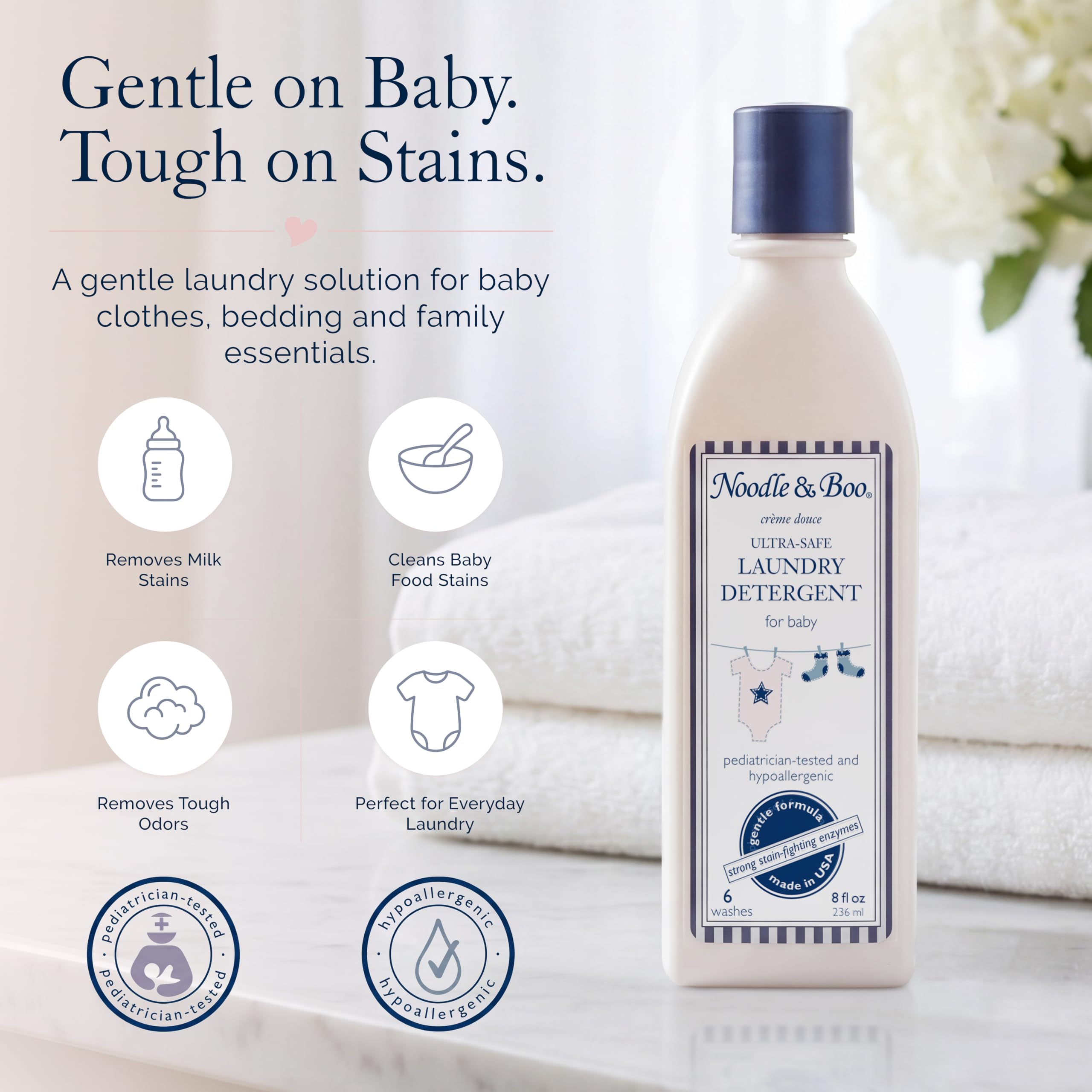 Noodle & Boo Ultra Safe Laundry Essentials - Detergente para lavandería, 8 onzas líquidas