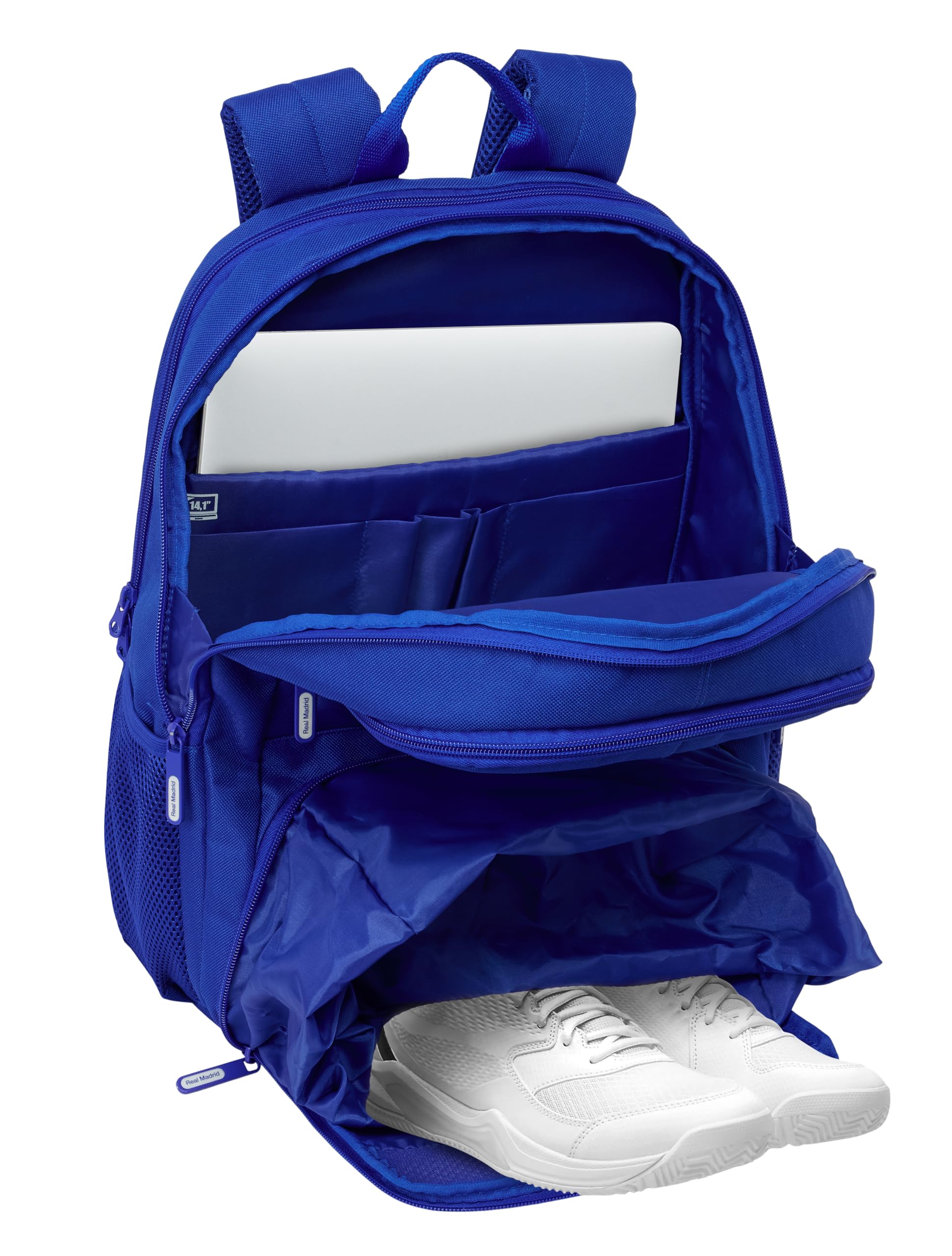 REAL MADRID - Mochila para Pádel, Mochila de Deporte, Ideal para Diferentes Edades, Cómoda y Versátil, Calidad y Resistencia, 30x17x42 cm