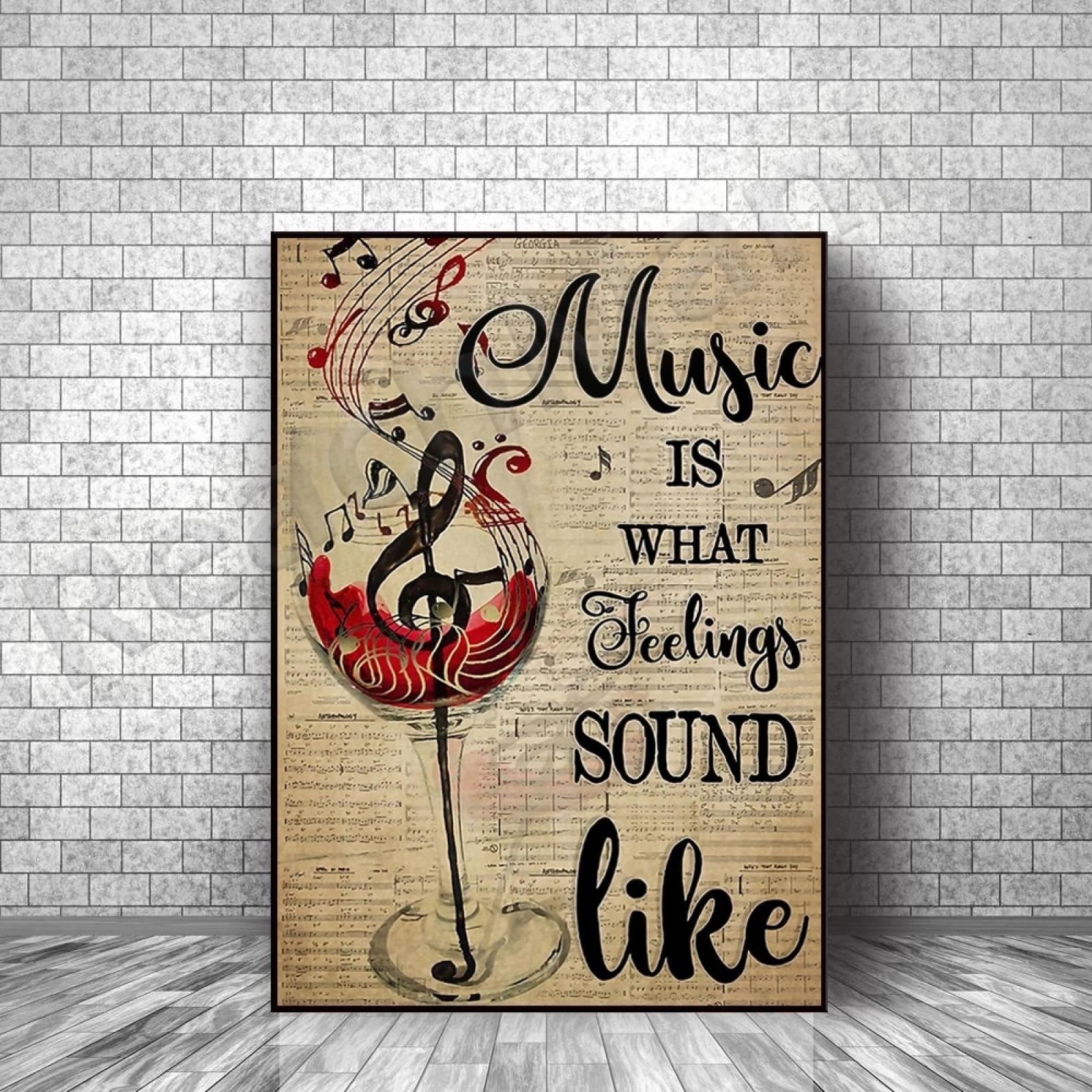 MAIMANG Poster musicale per amanti del vino e della musica È ciò che suonano i sentimenti Poster per sala concerti con cornice 60x90cm