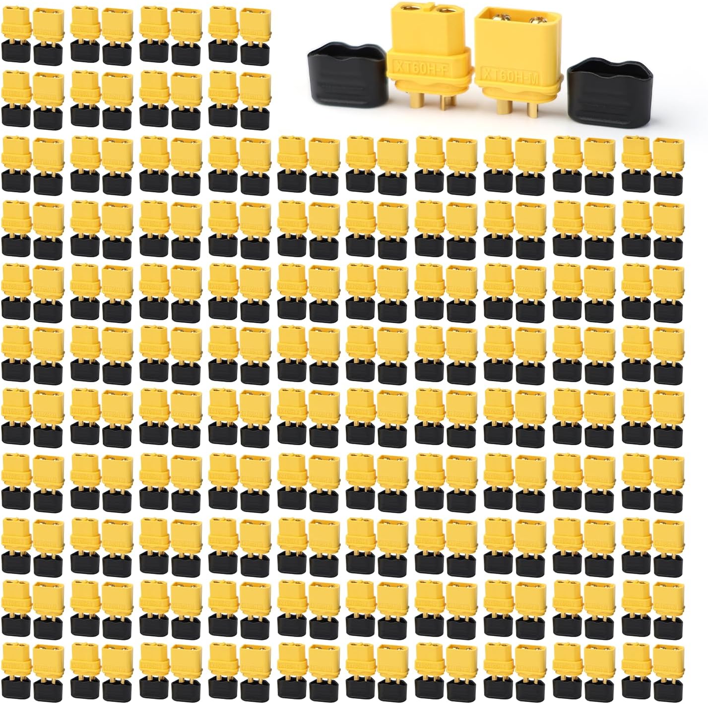 MADCATZ 100 Pair XT60H (XT Upgrade) Bullet Connector Plug with Sheath Female & Male Gold Plated for RC Parts Lipo Battery