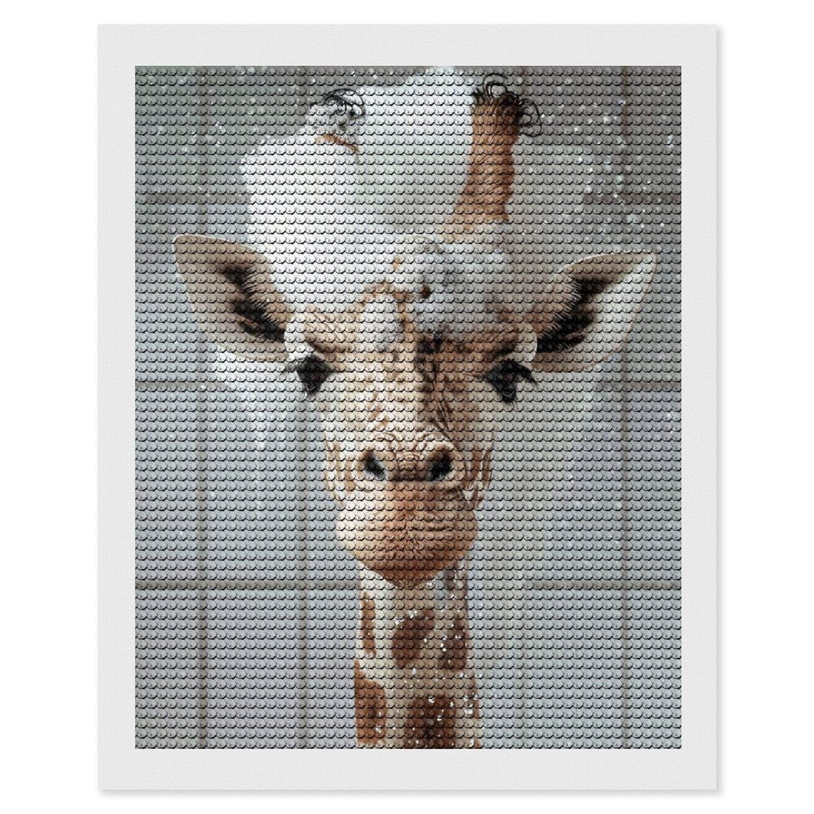Junmoney Giraffe Taking A Bath(2) Crystal Diamond Art Kit 16"x20", Stress Relief Craft, Decorative Artwork, Vintage Style Decor, Birthday Gift