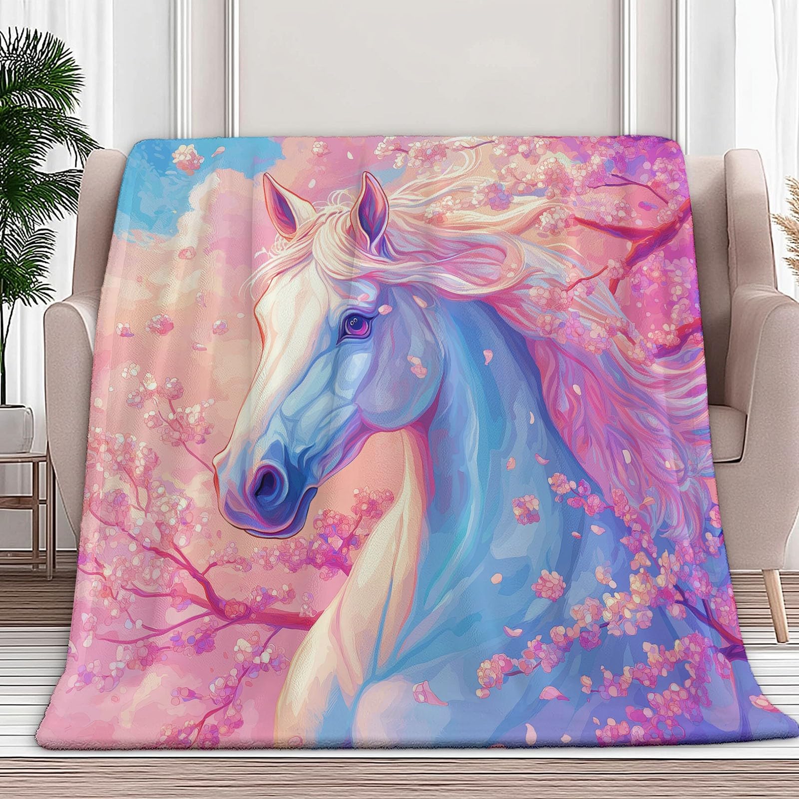 CozyRest Manta de Felpa de Lujo para Sofá y Cama, Caballo al Galope 220 x 240 cm - Ultra Suave, Ligera y Cálida, Invierno