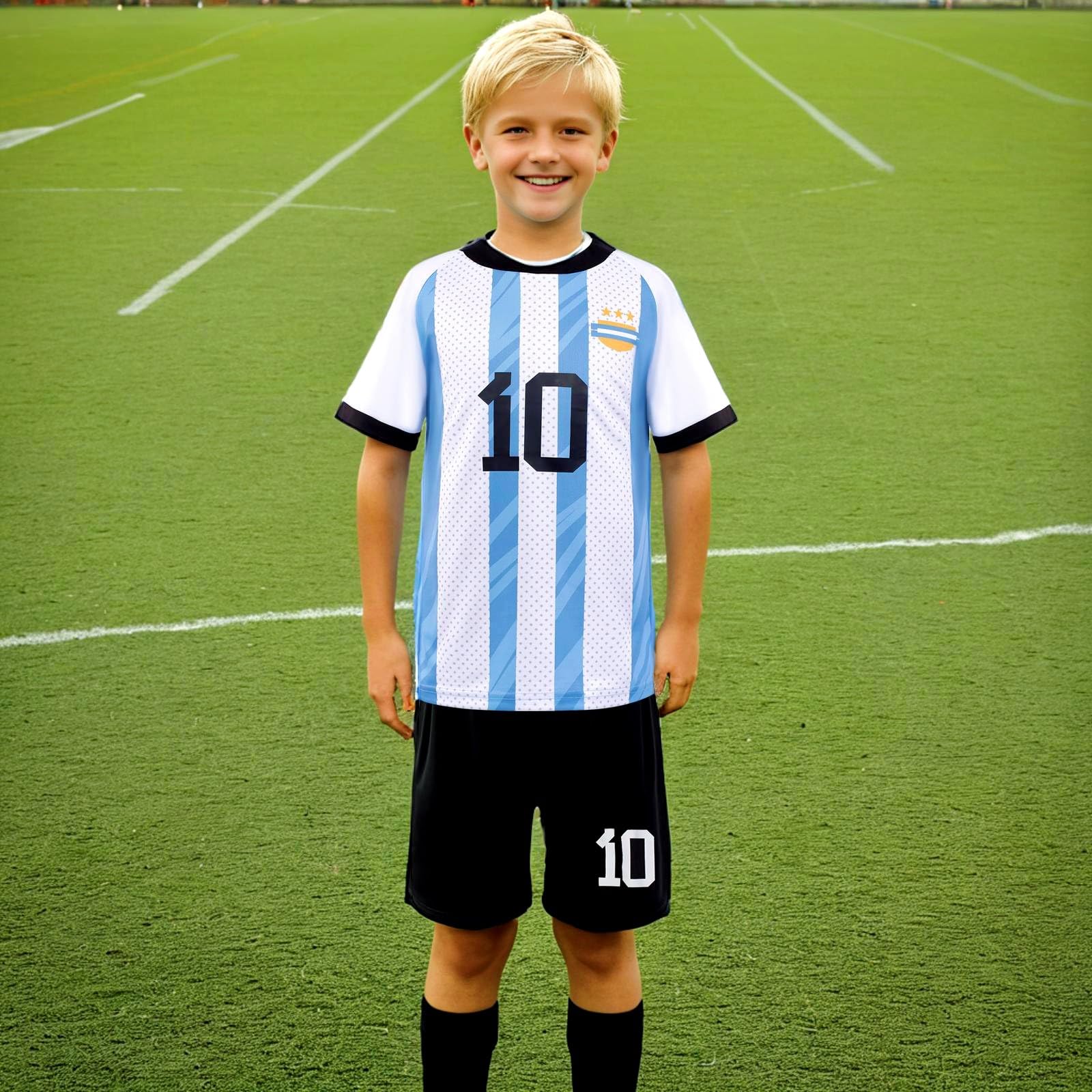 Boy's Soccer Jerseys for Kids #10 Outdoors Football Team Training Uniform Kit Boys Girls Youth Child Sport Fan Jersey