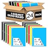 E-CLIPS USA Graph Paper Notebook, Spiral Graph Paper Notebook, Grid Notebook, Quad Ruled Notebook, 8 x 10.5, 4 x 4 Square Per Inch, (24 Pack)