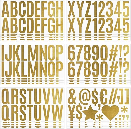 Miniatura 9 de 400 piezas de 24 hojas de 2.5 pulgadas. Calcomanías autoadhesivas doradas del alfabeto, grandes, letras doradas para planchar, calcomanías de vinilo