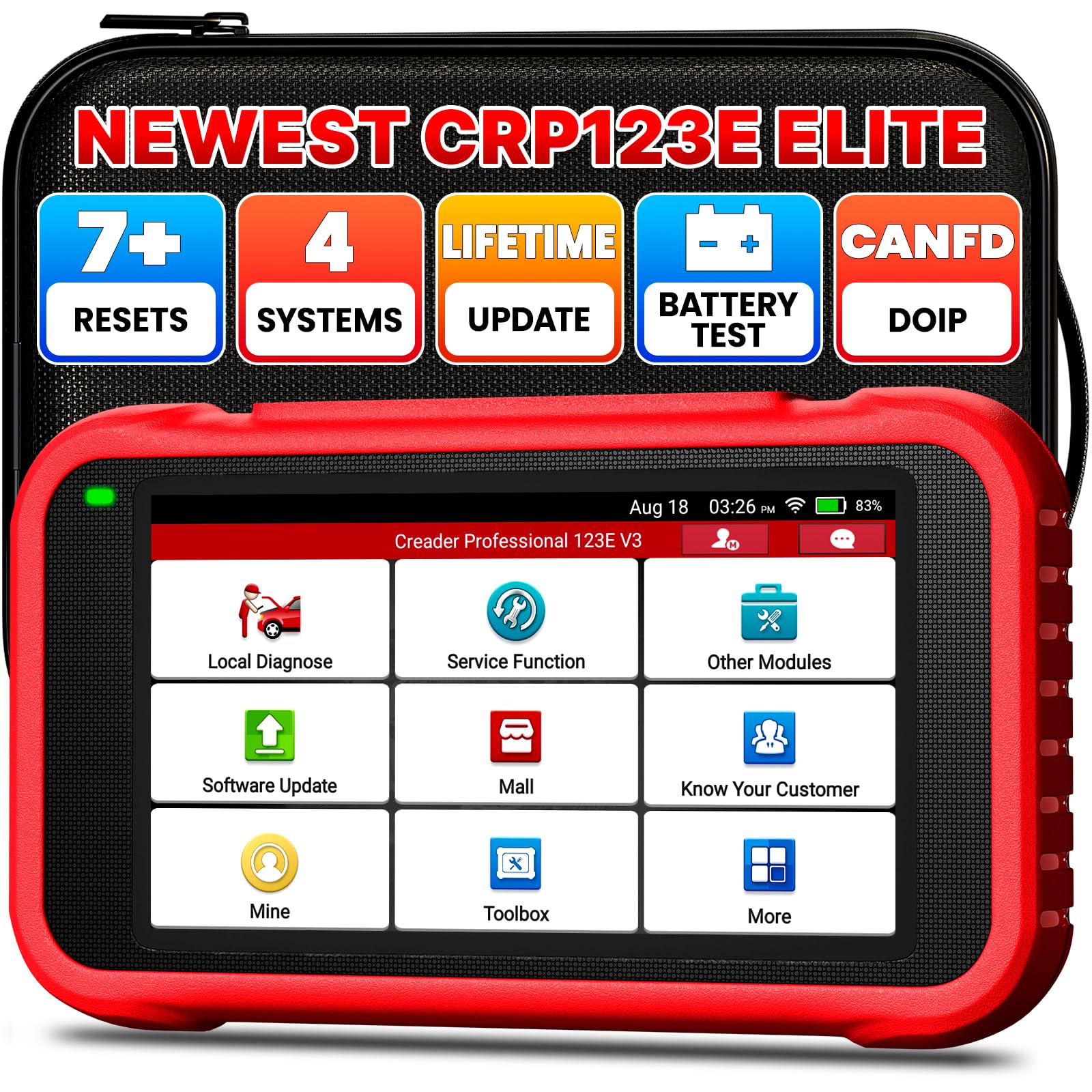 LAUNCH CRP123E V3.0 OBD2 Diagnosi Auto Italiano con 4 Sistemi ABS SRS Motore Trasmissione, 7 Reset EPB Dpf ABS BMS Olio SAS Acceleratore, Diagnostica Auto Professionale CANFD DOIP Aggiornamenti WiFi