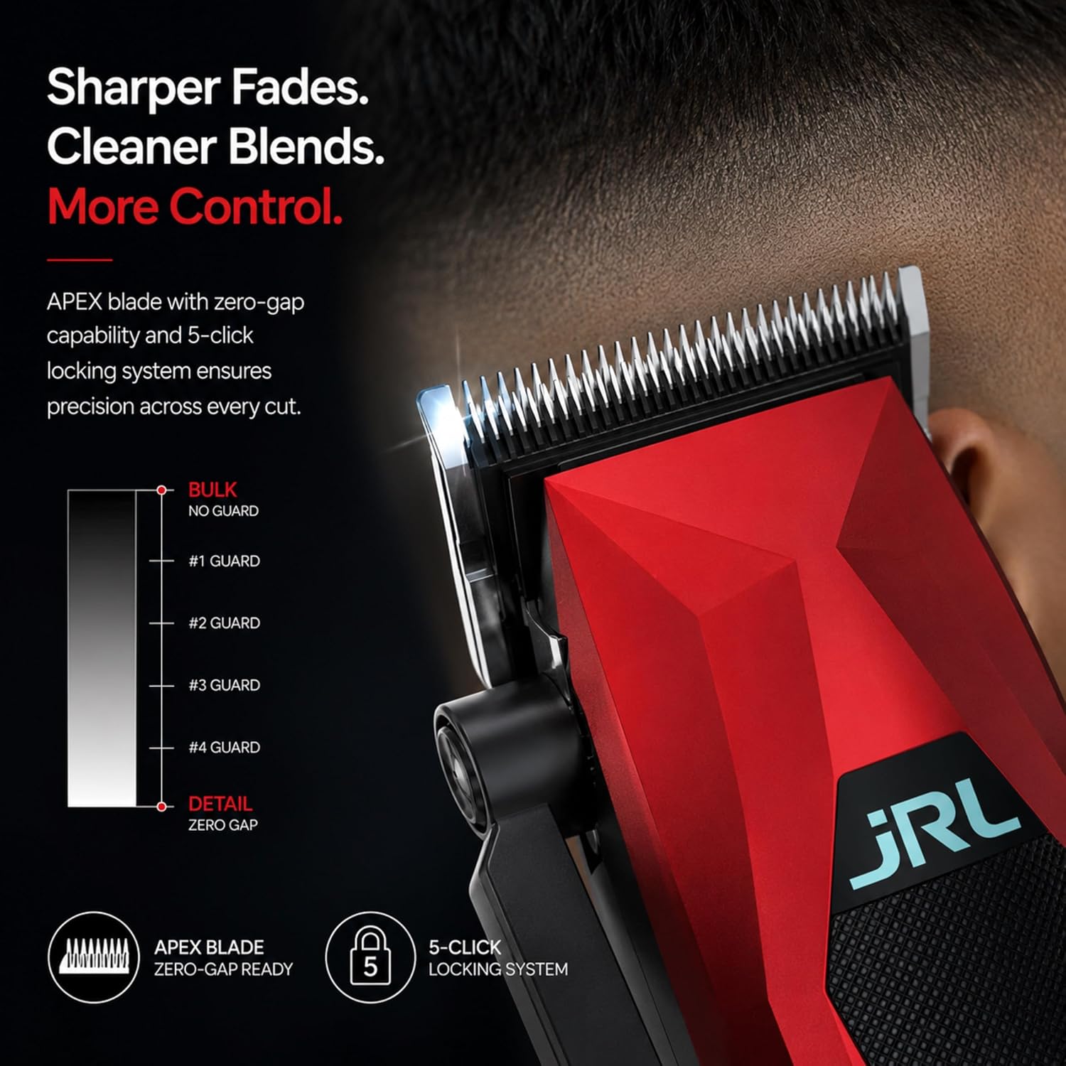 Amazon Series JRL 3000C Professional Mini Hair Clipper w/Taper Blade, 5-Level Locking System, 7800 RPM, Brushless Motor for Barbers and Stylists (White)