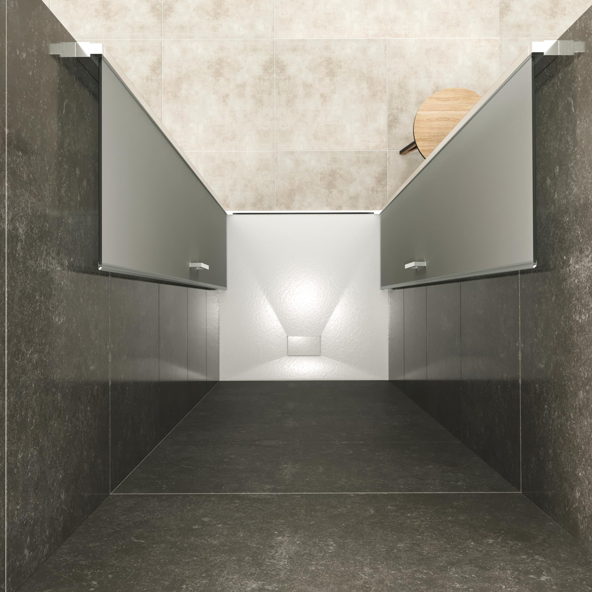 Mampara de Ducha LARA, Puerta Doble Abatible 77-80 x 195 cm - Vidrio de Seguridad Satinado ESG 6MM, Perfiles Cromo #NF