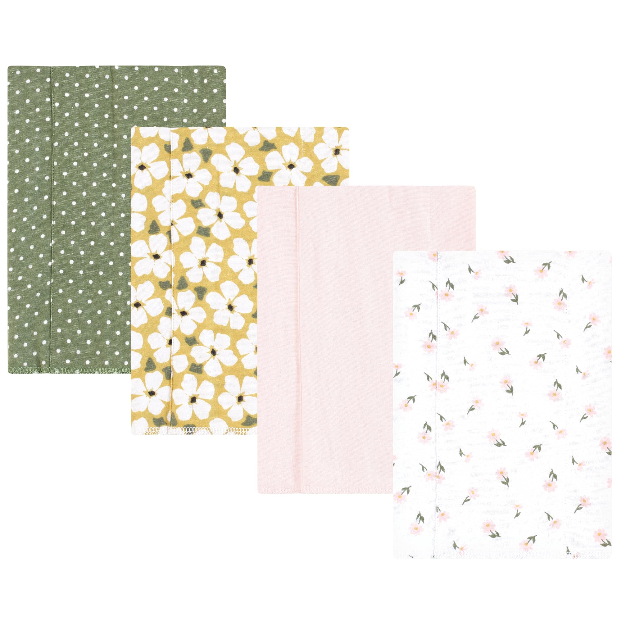 Hudson Baby Unisex Baby Cotton Flannel Burp Cloths, Sage Floral, One Size