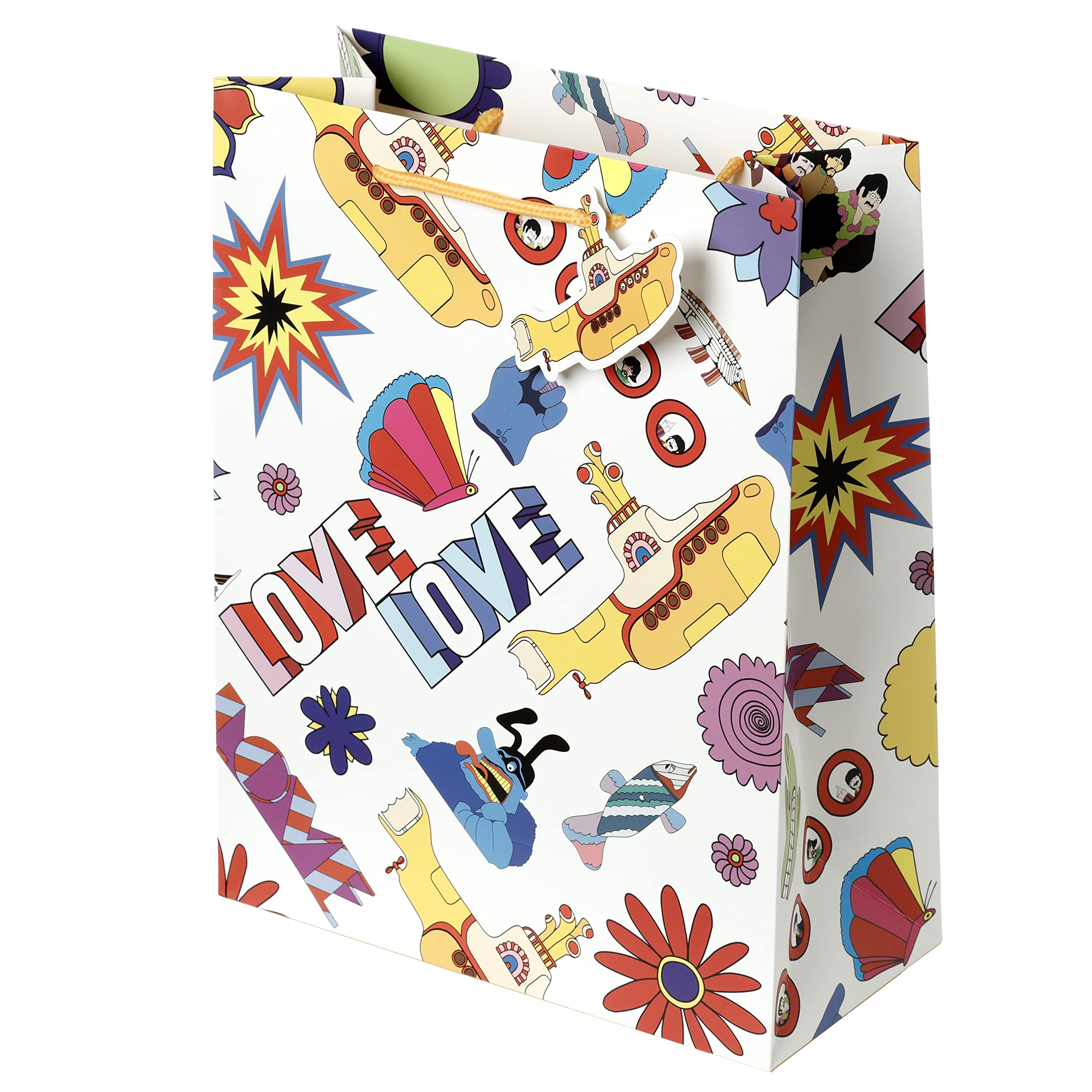 Puckator Multi-Coloured Gift Bag - Beatles - Yellow Submarine - Love - L