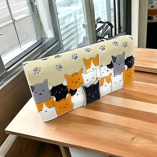 Miniatura 5 de Shag Wear Cartera de piel sintética vegana para mujeres y adolescentes, de piel sintética, color beige, 7 pulgadas, Beige, Moderno