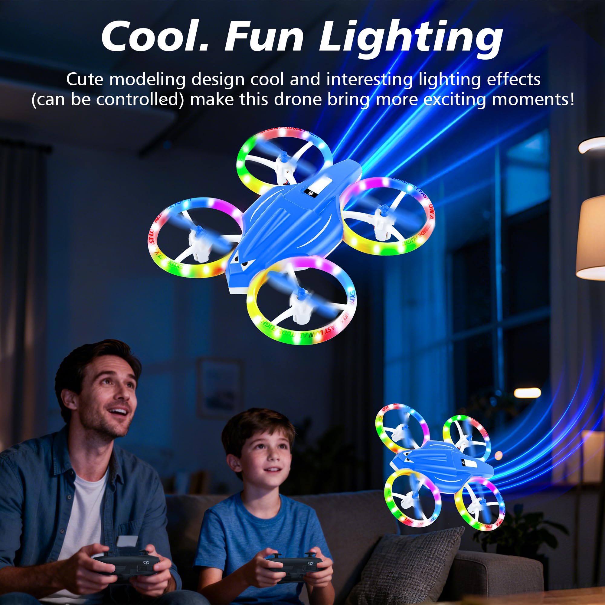 Mini dron para niños de 6, 7, 8, 9 y 10 años, avión teledirigido con luces, juguete ideal para principiantes, avión teledirigido con retención de altitud, figuras 3D y 2 baterías