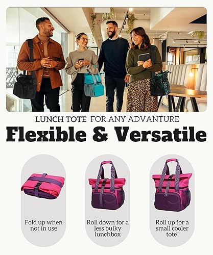 Miniatura 2 de SUNNY BIRD Lonchera aislada con compartimentos dobles para mujeres y hombres (morado) Púrpura,Negro 01,Verde con correa boho,Marfil Blanco