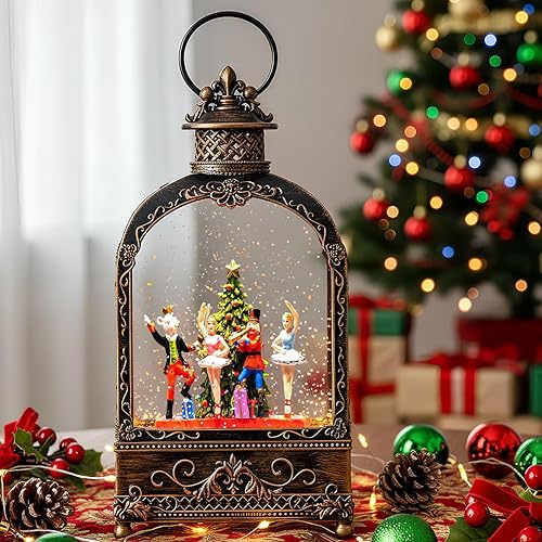 Miniatura 1 de Cascanueces - Globos de nieve de Navidad, linterna de nieve de Navidad con escena de cascanueces de soldado de baile musical, temporizador de 6
