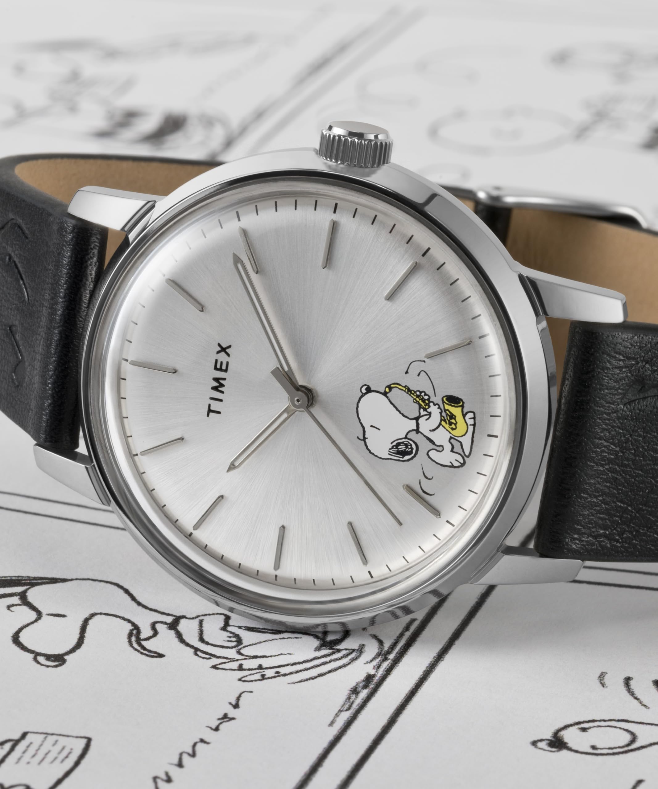 Timex Men's Peanuts x Marlin Automatic 40mm Leather Strap Watch