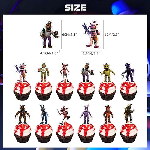 Miniatura 6 de Suministros para fiestas de cumpleaños de juegos, 95 unidades, decoraciones de fiesta de cinco noches, incluyendo calcomanías, decoración de tartas,