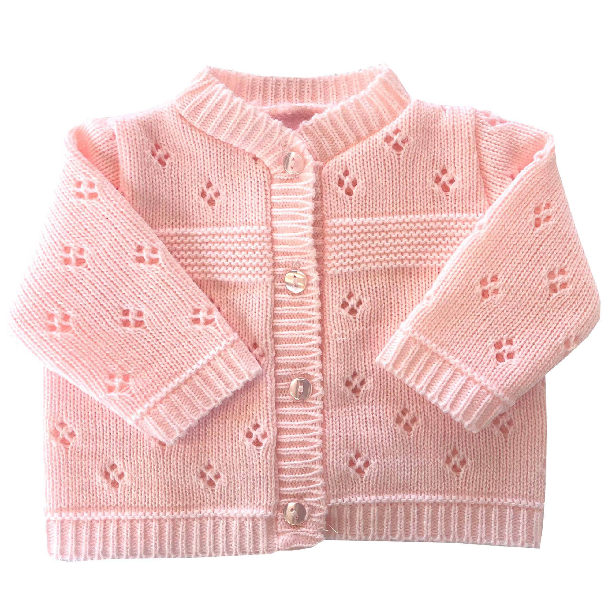 BabyPrem Premature Baby Clothes Knitted Cardigan Girls 3-5lb to 6-9 Months Pink White (UK, Age, 3 Months, 6 Months, Pink)