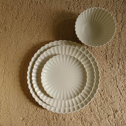Miniatura 10 de WENSHUO Daisy - Juego de 6 platos llanos, redondos de 6.7 pulgadas, crema mate