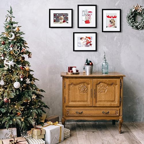 Miniatura 5 de KINLINK Portarretratos de 8 x 10 pulgadas, juego de 4 portarretratos de madera mate de 5 x 7 pulgadas con plexiglás para 5 x 7 con paspartú u 8 x 10