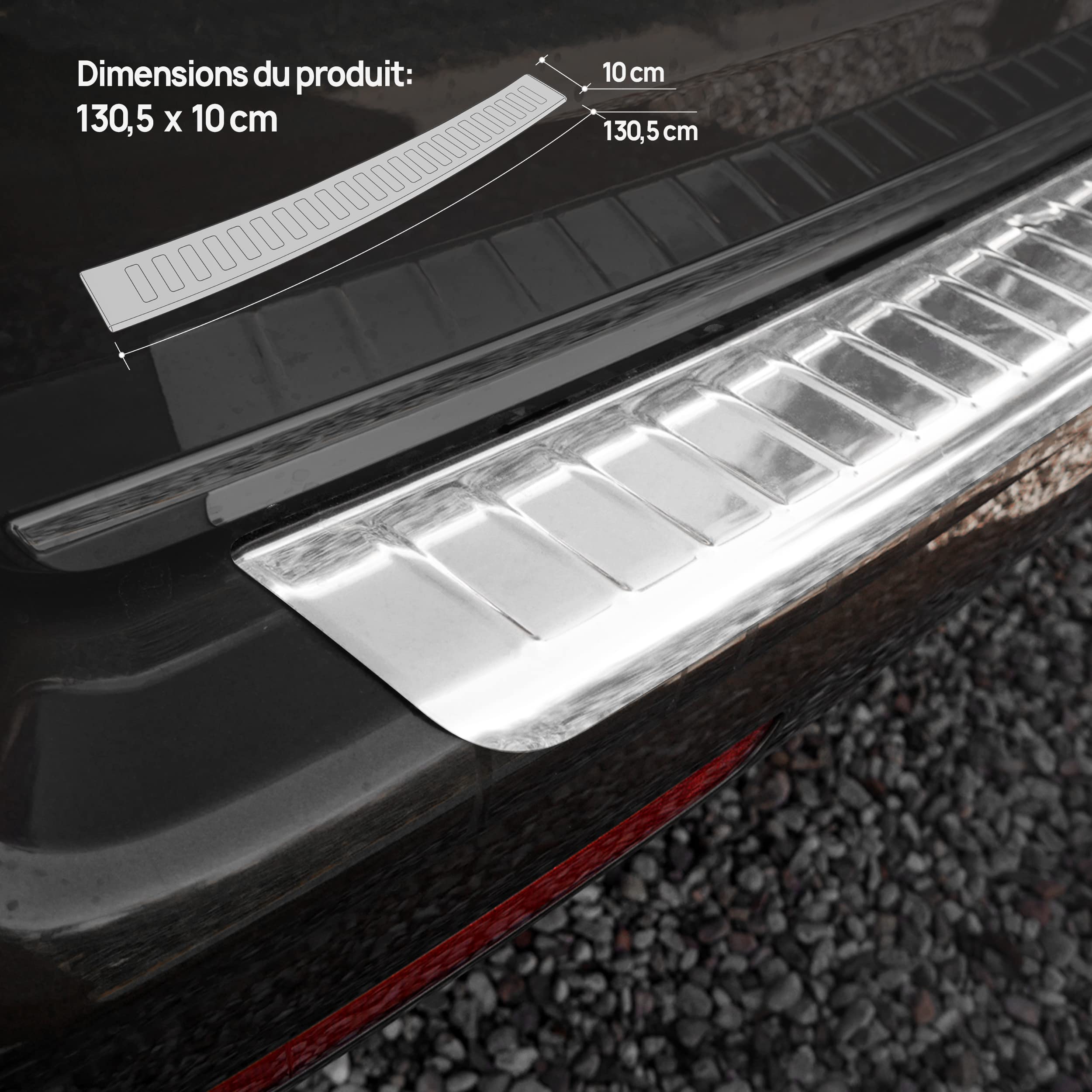 Protection Pare-Chocs Arrière VW T5 2003-2015 - Bande Inox Poli Graphite