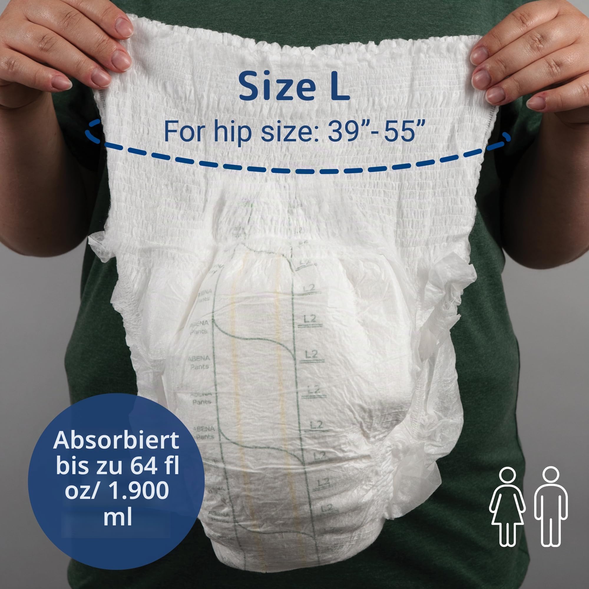 ABENA Pants L2 Premium Inkontinenzunterhosen für Erwachsene Damen und Herren, 6 Packungen mit je 15 Inkontinenzhosen für Damen und Herren, Inkontinenzhosen für Damen und Herren, mit 1900 ml