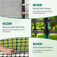Vista 5 de Ohuhu - Valla de jardín de plástico para nieve, 4'x100'/10.7LB Red de malla de plástico reutilizable, valla de seguridad, valla temporal para nieve