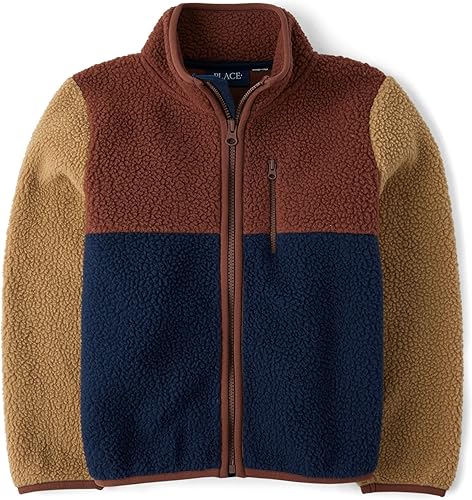The Children's Place,Boys,Long Sleeve Sherpa Fleece Full Zip Jacket,Terra,Large