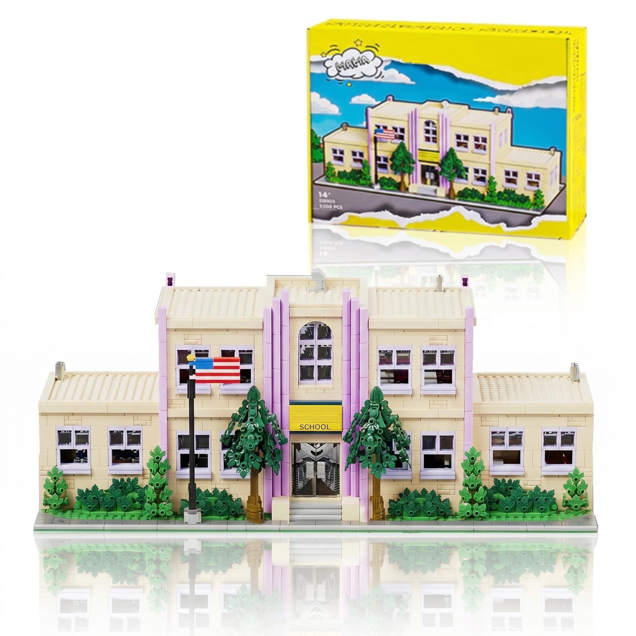 Springfieid Klemmbausteine Haus Set für Erwachsene - 3500 Teile Simpsan Schule Film Architekture Stadthaus Modular Building Compatible mit Barweer