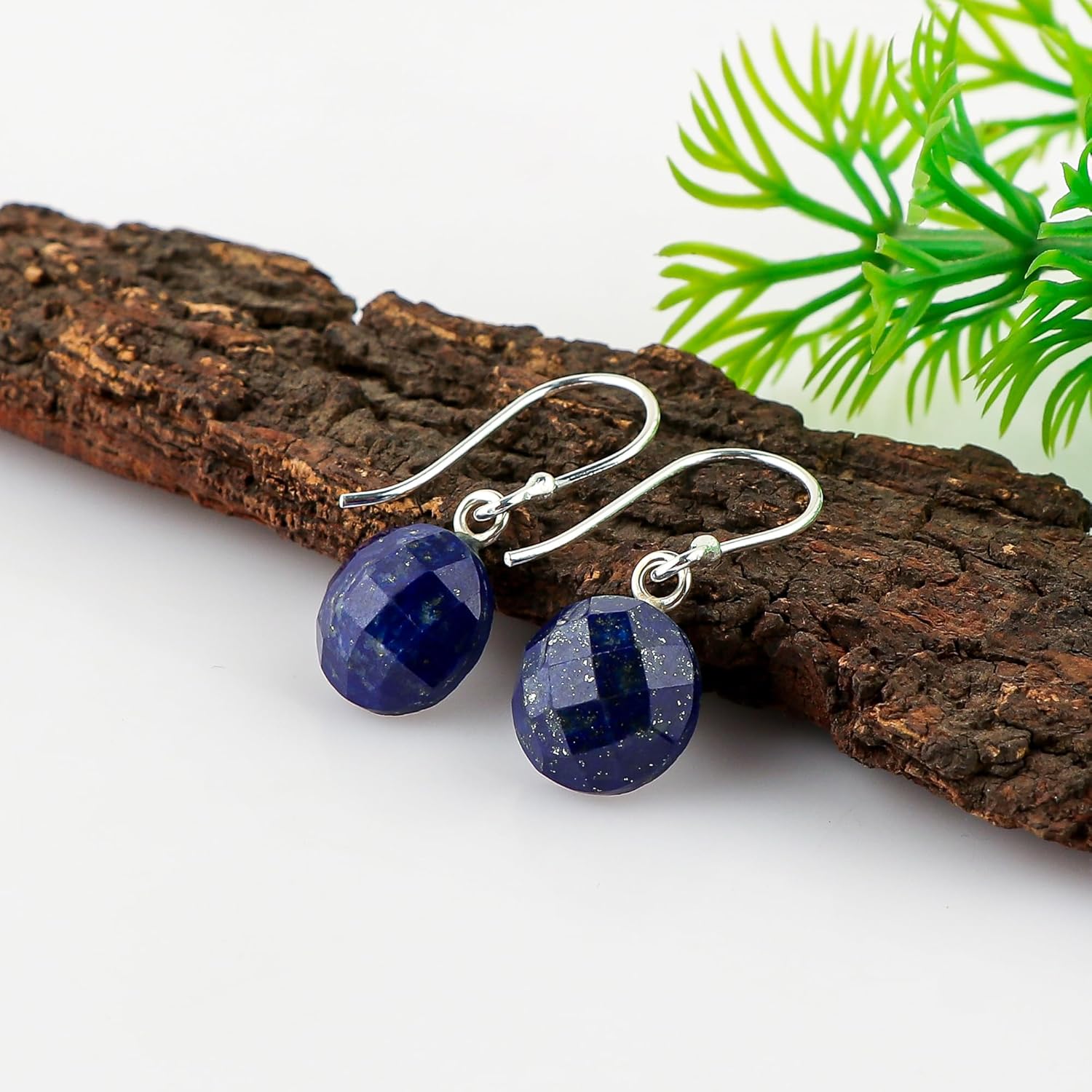 925 Sterling Silver Lapis Lazuli Gemstone Earrings, Cabochon Dangle, Handmade Jewelry, September Birthstone Women Earring Gift - Image 3