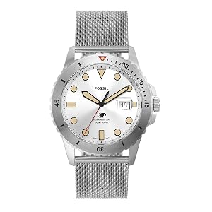 Fossil Mens Sports Watch with Stainless Steel Silicone or Leather Band