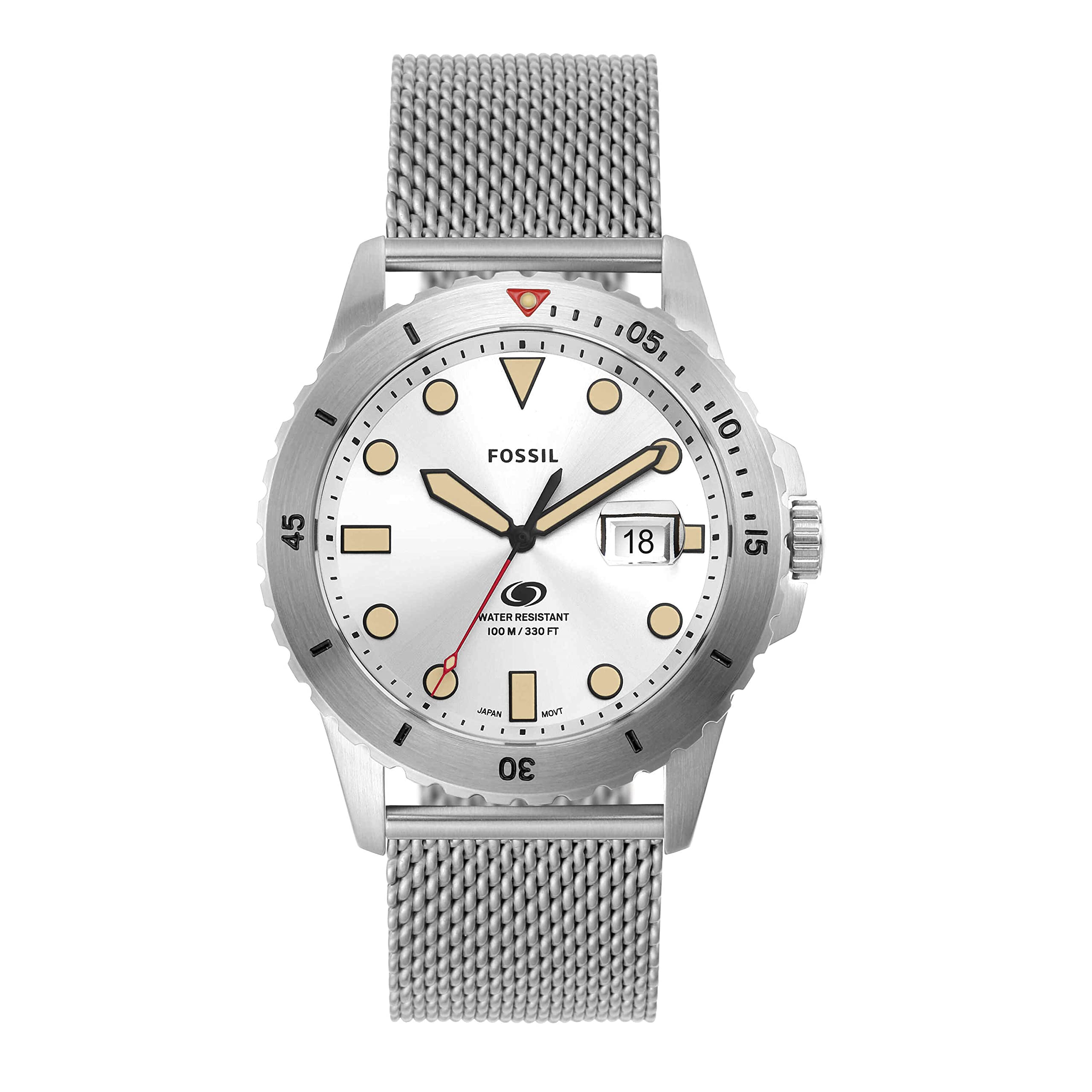 Fossil Mens Sports Watch with Stainless Steel Silicone or Leather Band