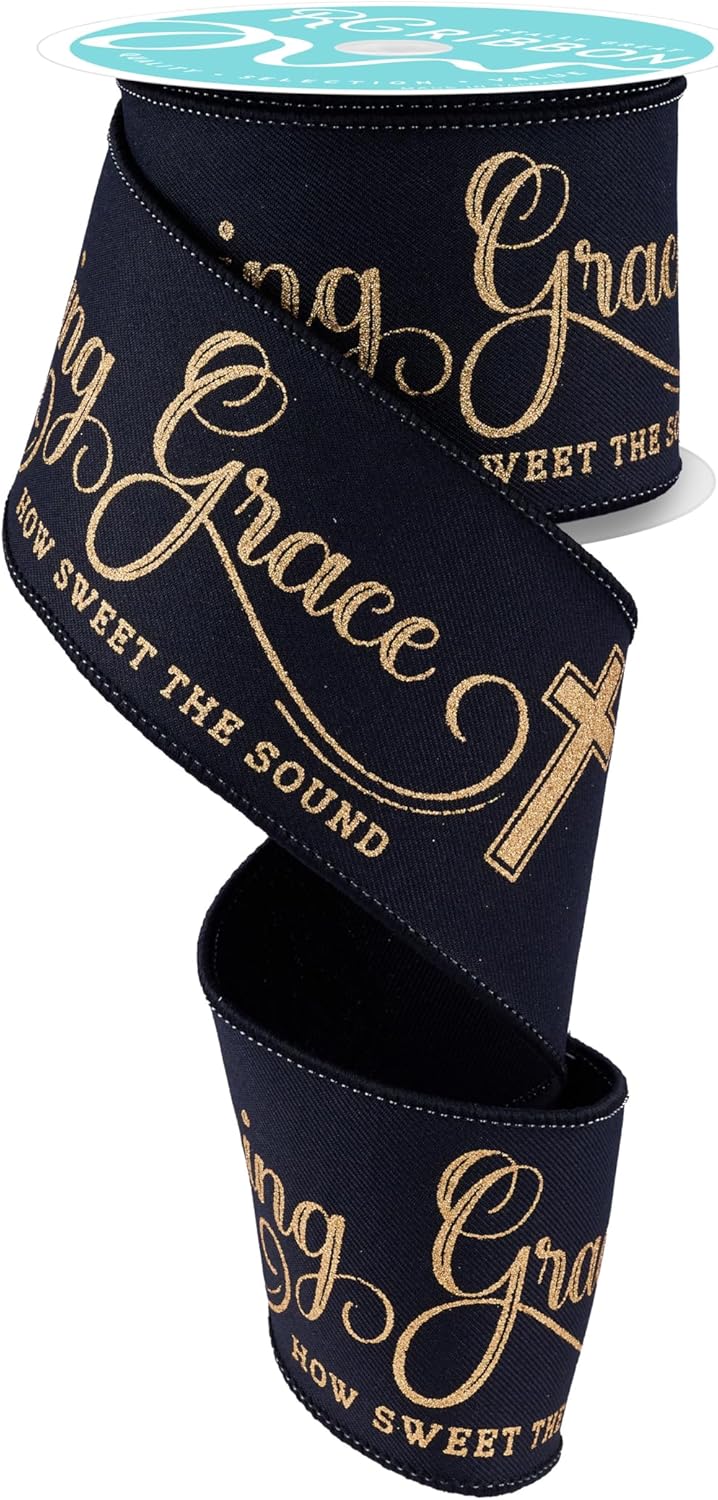 Amazon.com: RG Ribbon Amazing Grace Print with Wired Edges for Crafting ...