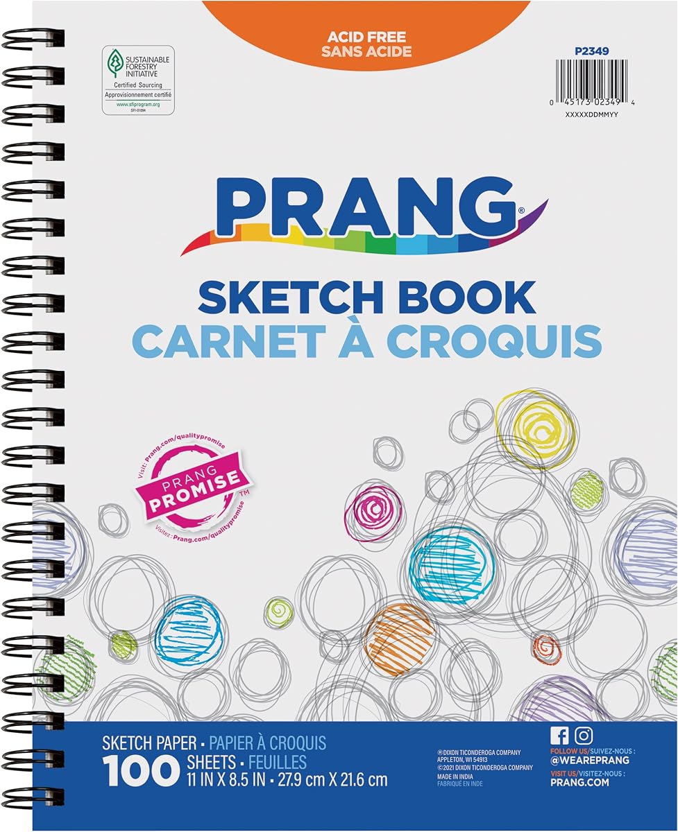 Libro de bocetos de Prang, peso para principiantes, 8.5" x 11 ", 100 hojas